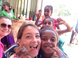 Katie Capulli and students in Ethiopia