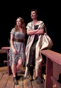 From left to right: Katherine Cryer-Hassett '14 as Miranda and Connie Rotunda, assistant professor, as Prospero (Prospera).