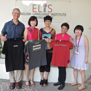 Tom Meyer visits Singapore English Language Institute to support the building of a Writing Project and Invitational Institute. Pictured are Wai Yin Pryke (principal), Tay May Yin (principal master teacher), Vara Durai (master teacher), and Genevieve Wong (subject literacy officer).