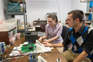 Hudson Valley Technology Development Center interns Kim Eagleston '15 and Adam Secovnie '15 are both electrical engineering majors at SUNY New Paltz.