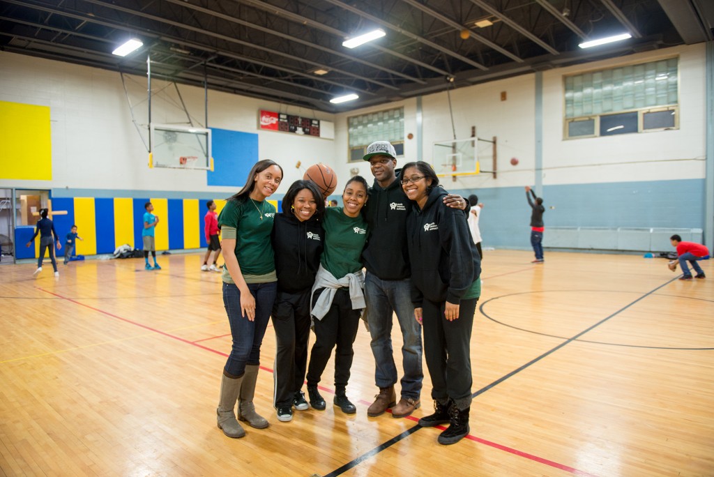 Nasarima Foster '09 (English), La'Ema Vanterpool '07 (Psychology/Black Studies), Michelle Dancey '07 (Anthropology), Terrance Dancey '06 (English), and Arlene Dyer '05 (Elementary Education) 'XXg (Special Education) running Youth Mission Outreach's weekly Youth Night program in Poughkeepsie on a recent Friday night.