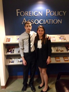 Monica at her internship at the Foreign Policy Association in New York City with classmate Gregory Blitstein 