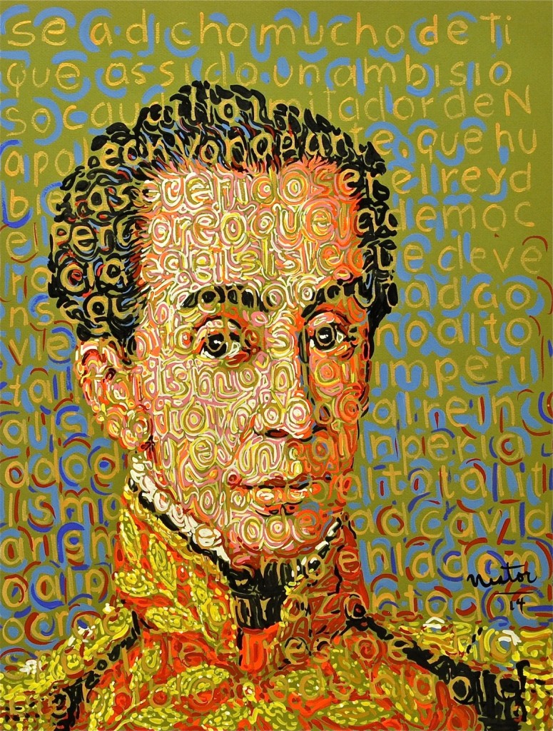 Nestor Madalengoitia (b. Peru, 1959) Simon Bolivar—Hero 2, 2015 Acrylic on paper, 22 x 18 in.