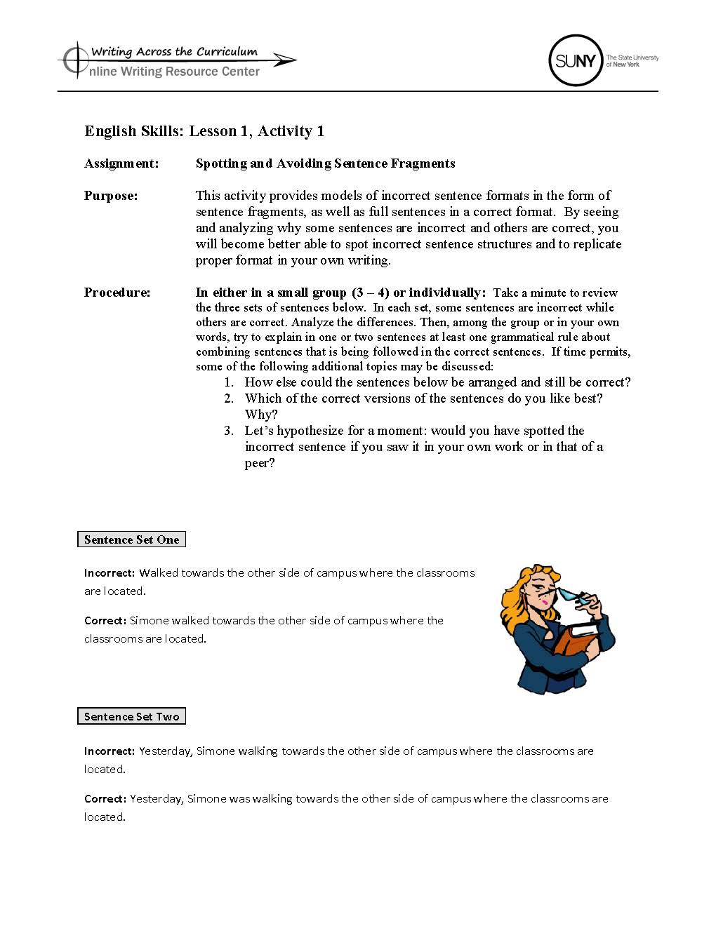 english skills  lesson 2  sentence fragments  activities
