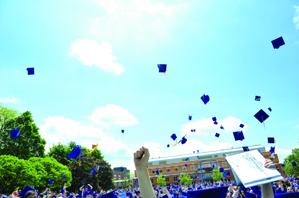 SUNY New Paltz holds its undergraduate commencement ceremonies Sunday May 17, 2015, on campus in New Paltz, N.Y. (Karl Rabe photo)