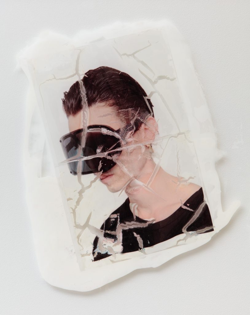 Sara Greenberger Rafferty, Jokes on You (detail), 2016 Acrylic polymer and inkjet prints on acetate on Plexiglas, and hardware Courtesty the artest and Rachel Uffner Gallery, Photo: JSP Photography