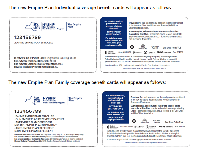 New Empire Plan benefit cards issued for all enrollees and covered
